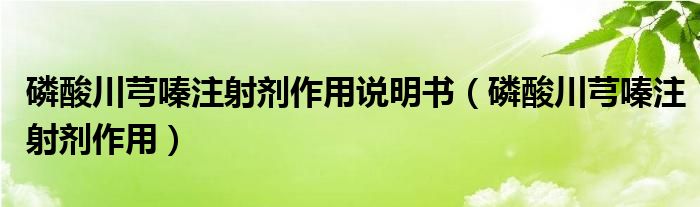 磷酸川芎嗪注射剂作用说明书（磷酸川芎嗪注射剂作用）