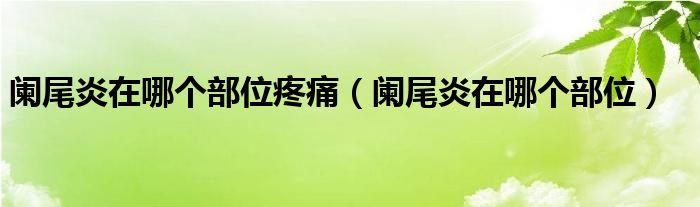 阑尾炎在哪个部位疼痛（阑尾炎在哪个部位）