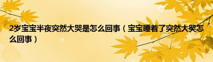 2岁宝宝半夜突然大哭是怎么回事（宝宝睡着了突然大哭怎么回事）