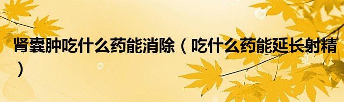 肾囊肿吃什么药能消除（吃什么药能延长射精）