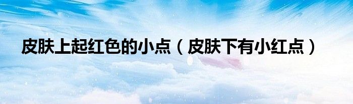皮肤上起红色的小点（皮肤下有小红点）