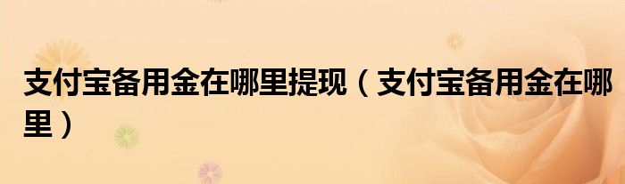 支付宝备用金在哪里提现（支付宝备用金在哪里）