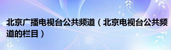 北京广播电视台公共频道（北京电视台公共频道的栏目）