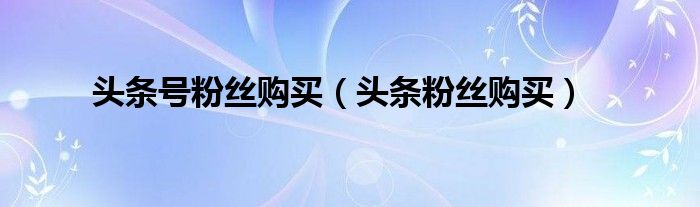 头条号粉丝购买（头条粉丝购买）