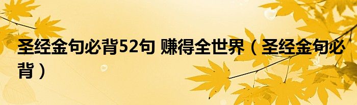 圣经金句必背52句 赚得全世界（圣经金句必背）