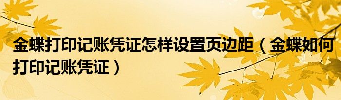 金蝶打印记账凭证怎样设置页边距（金蝶如何打印记账凭证）