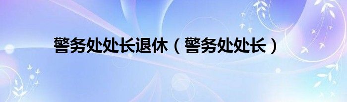 警务处处长退休（警务处处长）