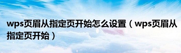 wps页眉从指定页开始怎么设置（wps页眉从指定页开始）