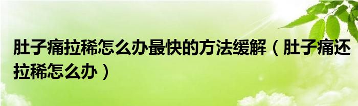 肚子痛拉稀怎么办最快的方法缓解（肚子痛还拉稀怎么办）