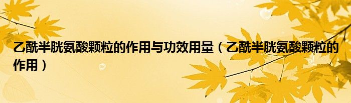 乙酰半胱氨酸颗粒的作用与功效用量（乙酰半胱氨酸颗粒的作用）