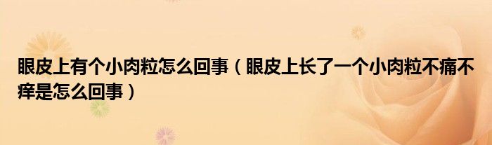 眼皮上有个小肉粒怎么回事（眼皮上长了一个小肉粒不痛不痒是怎么回事）