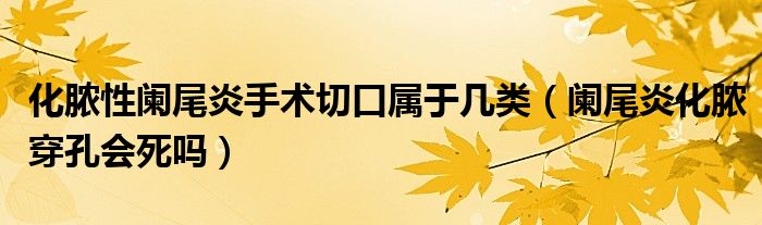 化脓性阑尾炎手术切口属于几类（阑尾炎化脓穿孔会死吗）