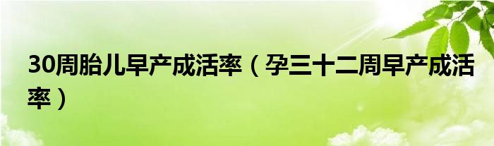 30周胎儿早产成活率（孕三十二周早产成活率）