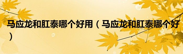 马应龙和肛泰哪个好用（马应龙和肛泰哪个好）