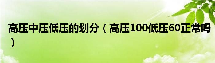 高压中压低压的划分（高压100低压60正常吗）