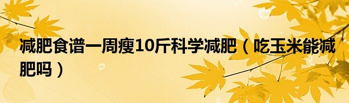 减肥食谱一周瘦10斤科学减肥（吃玉米能减肥吗）