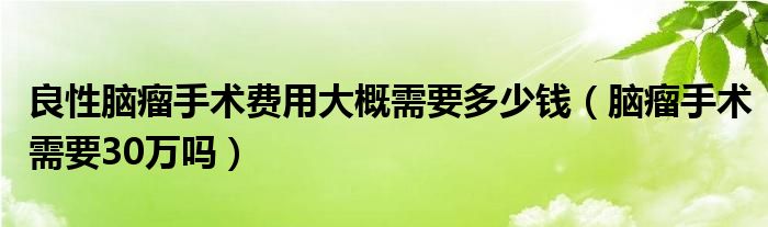 良性脑瘤手术费用大概需要多少钱（脑瘤手术需要30万吗）