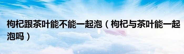 枸杞跟茶叶能不能一起泡（枸杞与茶叶能一起泡吗）