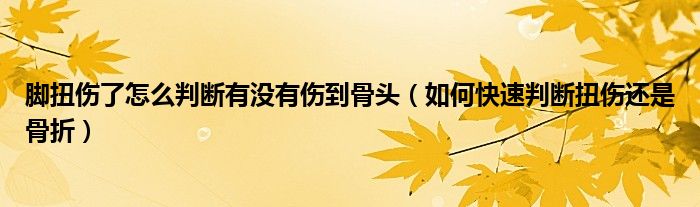 脚扭伤了怎么判断有没有伤到骨头（如何快速判断扭伤还是骨折）