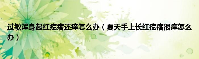 过敏浑身起红疙瘩还痒怎么办（夏天手上长红疙瘩很痒怎么办）