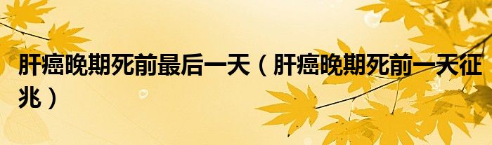 肝癌晚期死前最后一天（肝癌晚期死前一天征兆）