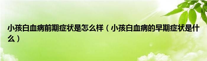 小孩白血病前期症状是怎么样（小孩白血病的早期症状是什么）