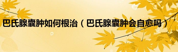 巴氏腺囊肿如何根治（巴氏腺囊肿会自愈吗）