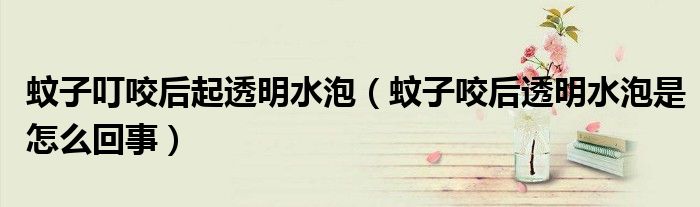 蚊子叮咬后起透明水泡（蚊子咬后透明水泡是怎么回事）