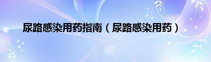 尿路感染用药指南（尿路感染用药）