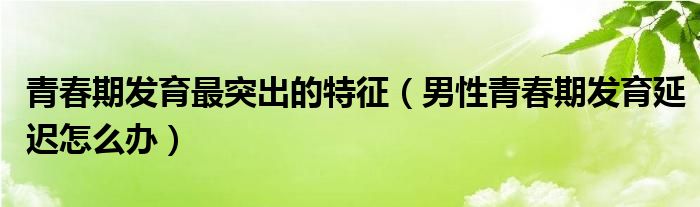 青春期发育最突出的特征（男性青春期发育延迟怎么办）
