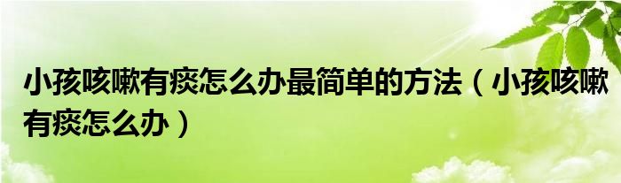 小孩咳嗽有痰怎么办最简单的方法（小孩咳嗽有痰怎么办）