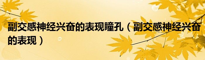 副交感神经兴奋的表现瞳孔（副交感神经兴奋的表现）