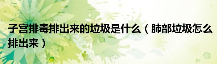 子宫排毒排出来的垃圾是什么（肺部垃圾怎么排出来）