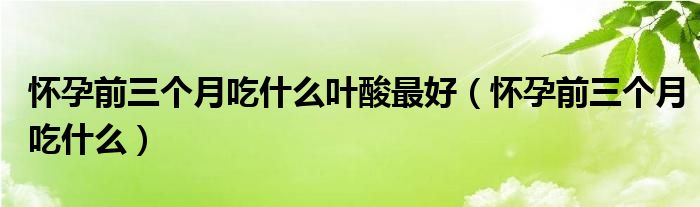 怀孕前三个月吃什么叶酸最好(怀孕前三个月吃什么)