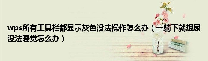 wps所有工具栏都显示灰色没法操作怎么办（一躺下就想尿没法睡觉怎么办）