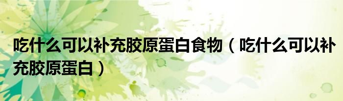 吃什么可以补充胶原蛋白食物（吃什么可以补充胶原蛋白）
