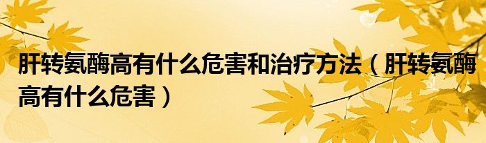 肝转氨酶高有什么危害和治疗方法（肝转氨酶高有什么危害）
