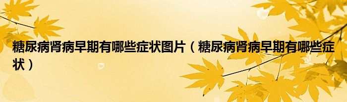 糖尿病肾病早期有哪些症状图片（糖尿病肾病早期有哪些症状）