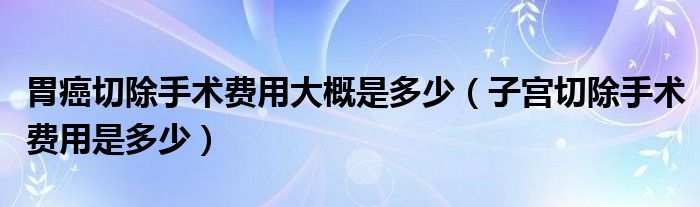 胃癌切除手术费用大概是多少（子宫切除手术费用是多少）