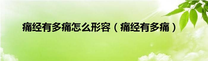 痛经有多痛怎么形容（痛经有多痛）