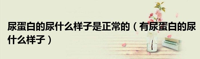 尿蛋白的尿什么样子是正常的（有尿蛋白的尿什么样子）