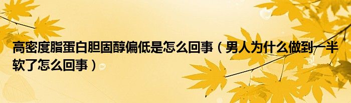高密度脂蛋白胆固醇偏低是怎么回事（男人为什么做到一半软了怎么回事）