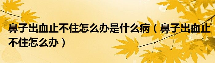 鼻子出血止不住怎么办是什么病（鼻子出血止不住怎么办）