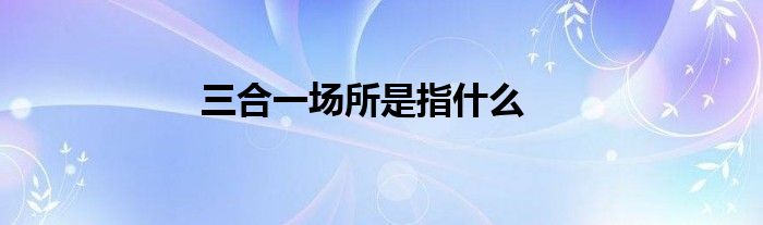 三合一场所是指什么