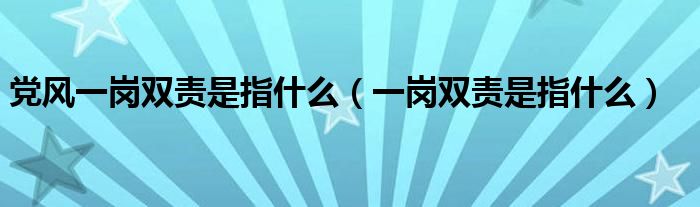 党风一岗双责是指什么（一岗双责是指什么）