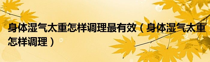 身体湿气太重怎样调理最有效（身体湿气太重怎样调理）