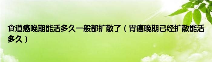 食道癌晚期能活多久一般都扩散了（胃癌晚期已经扩散能活多久）