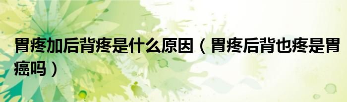 胃疼加后背疼是什么原因（胃疼后背也疼是胃癌吗）