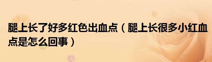 腿上长了好多红色出血点（腿上长很多小红血点是怎么回事）