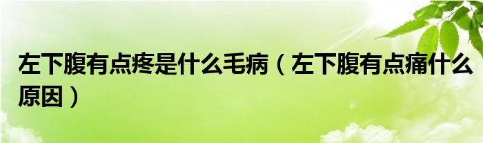 左下腹有点疼是什么毛病（左下腹有点痛什么原因）